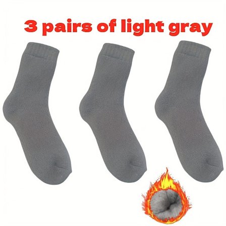 3 par herre- og dame kraftige varme uld termiske sokker - tykke aflange midt-læg vinterstrømper til udendørs brug, vejr - ensfarvet [DB]