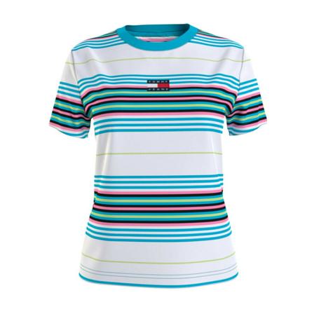 Tommy Hilfiger TJW Regular Center Badge Stripe Woman T -shirt , Blauw , Dames , Maat: S