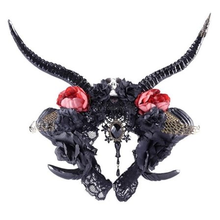 Aikuisten lasten paholaissarvi-panta kukkakoristeella Halloween-jouluasuste Cosplay-juhliin