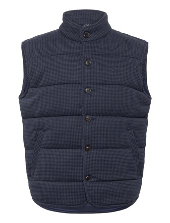 Polo Ralph Lauren Houndstooth-Print Estate-Rib Vest - Navy - S