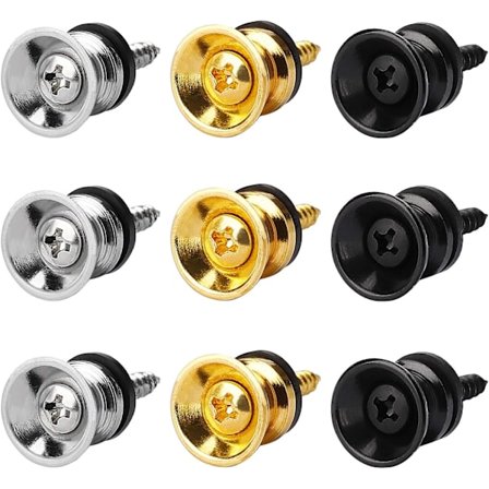 (Gull, Sølv, Svart) 9 gitarer med knotter Metallgitar med lås med skruer og gummiputer for akustisk gitar elektrisk bass ukulele