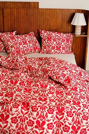 Jotex - Pussilakanasetti Parivuode Orgaaninen Punainen/luonnonvalkoinen Punainen/luonnonvalkoinen - SELJA - Osta Parisängyt Jotex