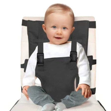 Rejsestol til børn - Kompakt & bærbar babystol med sikkerhedssele, sort