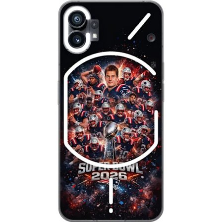 Kompatibelt Mobildeksel til Nothing Phone (1) Super Bowl 2026 plakat med New England Patriots og NFL-trofe i eksplosiv sportsdesign
