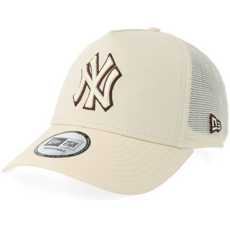 New Era - MLB Beige trucker Keps - New York Yankees Outline Light Terracotta A-frame Trucker @ Hatstore