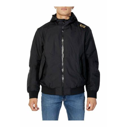 Emporio Armani Ea7, Hooded fleece-lined jacket Czarny, Mężczyzna, Rozmiar: M