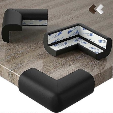 20 Hörnskydd i Gummi - Stor Kudde för Maximalt Babyskydd (Svart)