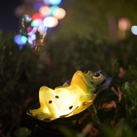 Frø Solar Havelamper - Sød Dyreformet Udendørsindretning, Vandtætte LED-lamper til Græsplæne, Gangsti & Terrasse