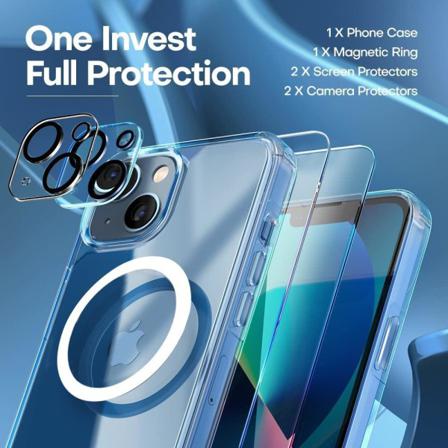 [6in1] Boom Iphone 14 Plus Skal - Linsskydd - Härdat Glas - Mags