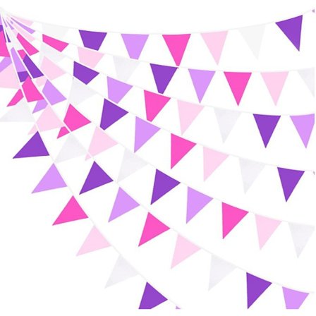(Lilla + LYS LILLA + Pulver + Hvid) 36ft Bomulds Trekantet P