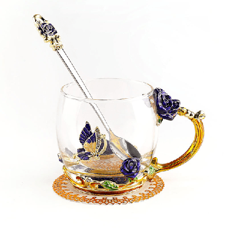 Qinhai Emalje Sommerfugl Blomst Tekopp 400ml Morsdagsgaver