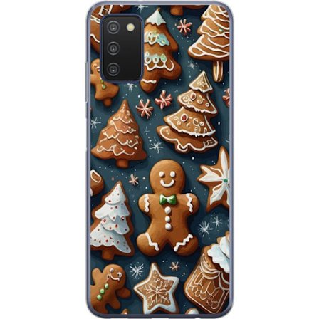 Samsung Galaxy A03s Läpinäkyvä kuori Piparkakkutaikina muotoiltu puiksi, miehiksi ja tähdiksi, koristeltu sokerikuorrutteella kodikkaassa talvimal