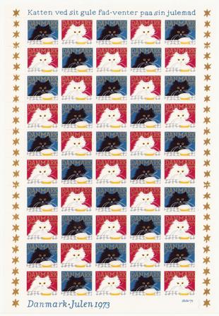 Danmark - julmärkeark 1973 - Utakket på den øvre marginal - Ubrugt eller foldet