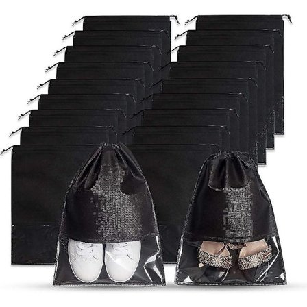 18 Stykker Rejse Sko Opbevaringspose Non-woven Opbevaringspose Bærbar Sko Pose Med Gennemsigtigt Vindue Til Daglig Og Rejsebrug