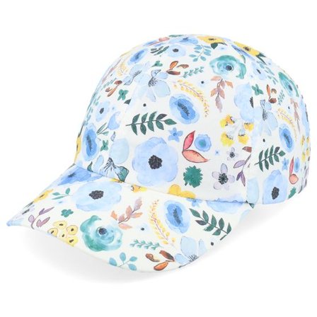 Seeberger - Multi unconstructed Keps - Cotton fabric baseball cap Blue/Yellow Flowers Dad Cap @ Hatstore