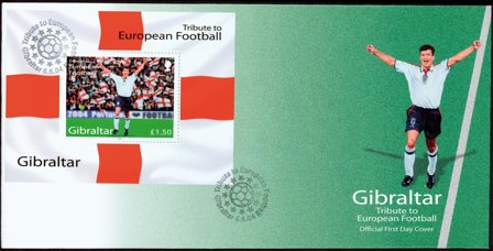 Gibraltar - Fodbold EM'04 - Førstedagskuvert miniark