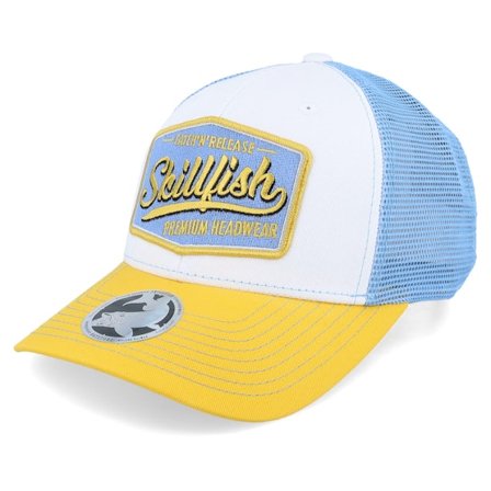 Skillfish - Blanc trucker Casquette - Premium Fishing White/Light Blue/Gold Trucker @ Hatstore
