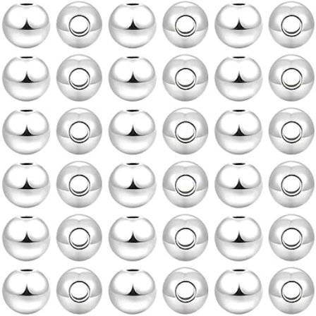 140 stk. Runde Glatte Spacer Perler 2mm 925 Sterling Sølv Perler Sømløse Løse Kugle Perler Metal Frø Perler til Sommer Hawaii Stabelbar Halskæde 