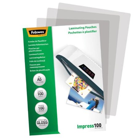 FELLOWES Laminat A5 100mic klar 100/fp - Lyreco - Kontorsmaskiner - Laminering - Laminat - A5