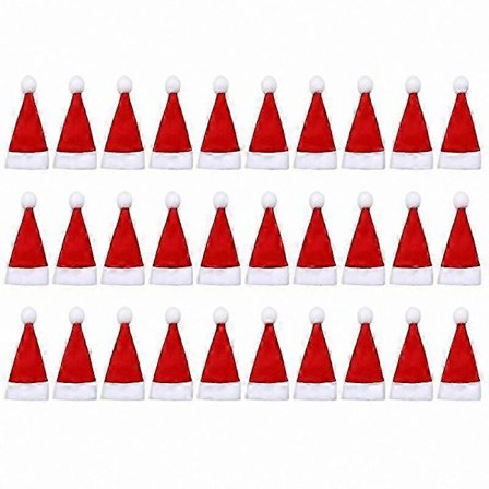 30-pak Mini Julemandshatte til Kopper og Flasker, Julebestikholdere, Festligt Julepynt Tilbehør (FMY)
