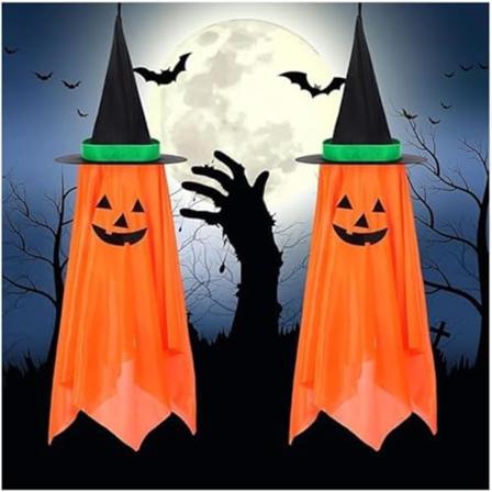 2 kpl Halloween-koristeita, Kurpitsa-noitahattu Esiasennetut Kurpitsa-haamut