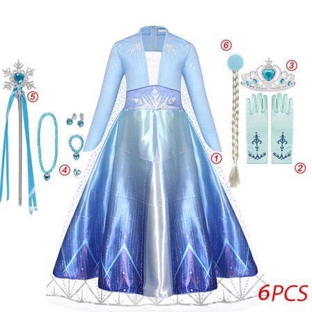 "Frozen 2 " Elsa -asu tytöille, lapsille, Halloween, roolileikki, Lumikuningatar