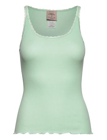 Cotton Top Regular W/ Lace Top Ærmeløs Top Grøn Barbara Kristoffersen By Rosemunde