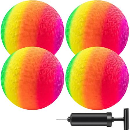 Lekplatsbollar Kickbollar 8,5 tum Regnbågslekplatsboll Set för Barn och Vuxna Dodgeball Kick Balls Handboll(4 Pack)