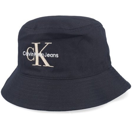 Calvin Klein - Sort bucket Hat - Monogram Hat Black Bucket @ Hatstore
