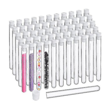 100 stk Klart Reagensrør med Lopp 25 ml Plastrør 16 x 150 mm Plastbeholdere for Vitenskapelige Eksperimenter