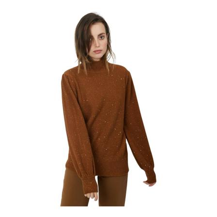 Silvian Heach Over turtleneck with glitter Brun, Dame Rullekraver