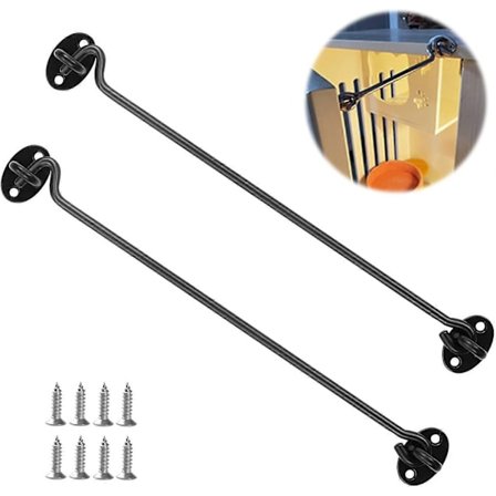 Hytin haka, Hytin oven salpa, Lukko suojaan, Hytin haka, Hytin hakat, Myrskyhakat, Ruostumattomasta teräksestä valmistettu hytin haka (musta) - 