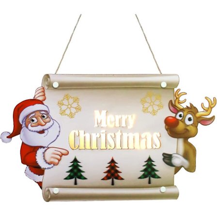 God Jul Hengende Skilt, God Jul Dekor Med LED-lys, Veggskilt Velkomstskilt SX