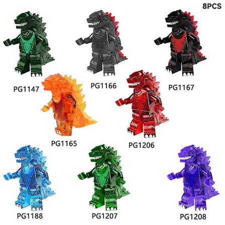 8 stk Mini Godzilla-serie Monteringsbyggesteiner Figurer Leker Mekanisk Is Lava Godzilla