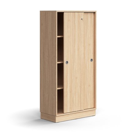 Schiebetürenschrank QBUS, abschließbar, 1641x800x400 mm, Eiche