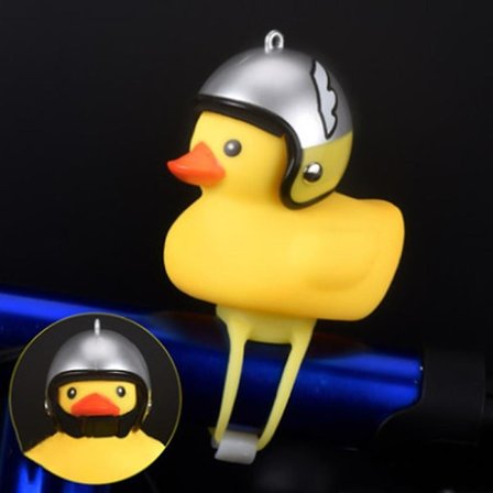 1pcs Cartoon Yellow Silica Gel Little Duck Shape Bicycle Bells Shining Mountain Bike Handlebar Duck Head Light Accessories