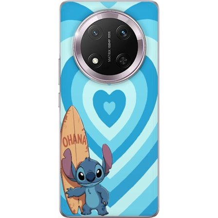 Kompatibelt Mobildeksel til Honor Magic7 Lite Spretten tegnet illustrasjon av Stitch med surfboard og blå hjerter