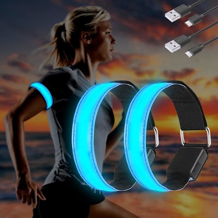 LED Armbånd, USB, 2 Stykker, Refleks LED-Bånd, Lysbånd, til Børn, Refleksbånd, Lys til Jogging, Løb, Sport