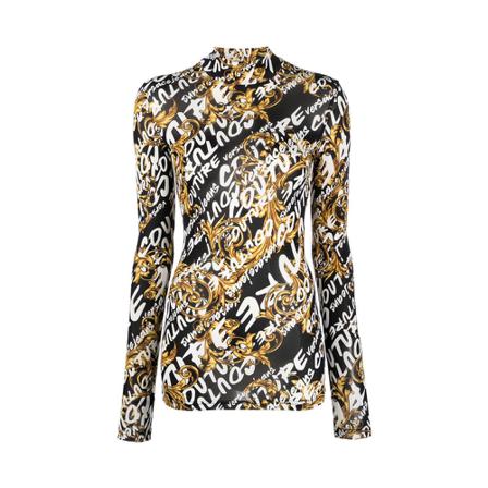 Versace Jeans Couture, Logo-print top Zwart, Dames, Maat:M,multicolor