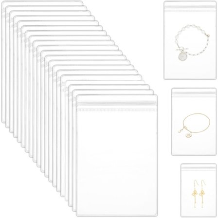 60 stk smykkeposer, små, smykkeposer, PVC, små poser, oppbevaringsposer, transparente poser, glidelås for smykker, øredobber,