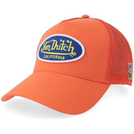 Von Dutch - Orange trucker Keps - Oval Patch Heat Wave Orange A-Frame Trucker @ Hatstore