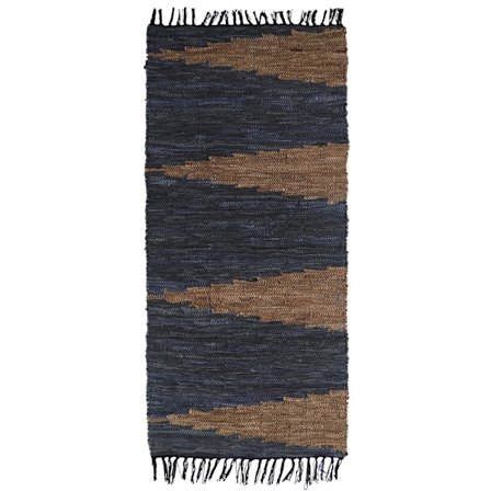 Nahkainen käytävämatto, harmaanbeige, 70x150cm