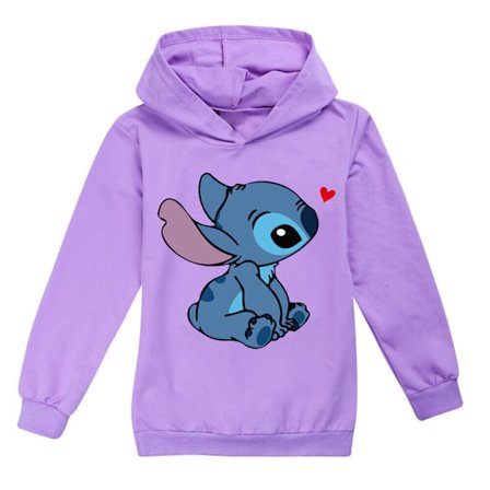 Barn Lilo Stitch Pocket Hoodies Jumper Topp Genser Z lilla