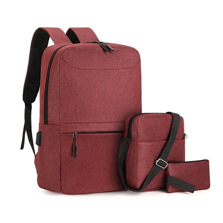 Tredelat ryggsäcksset för män, business casual, röd