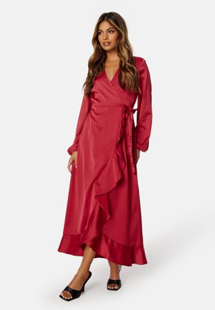 Happy Holly Emmie Maxi LS Dress Dark red Klær