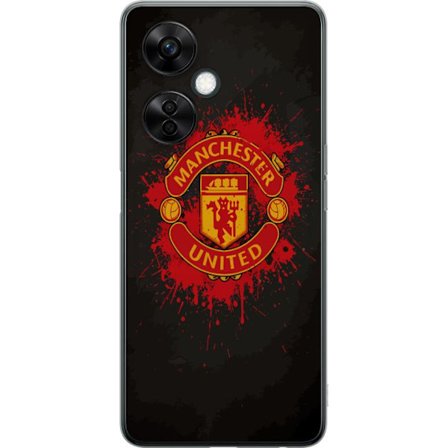 Kompatibelt Mobildeksel til OnePlus OnePlus Nord CE3 Manchester United logo i rød og gul farge med røff sportslig bakgrunn