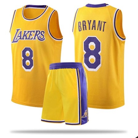 #8 Kobe Bryant Basketball Jersey Set Lakers Uniform for Kids Adults - Yellow