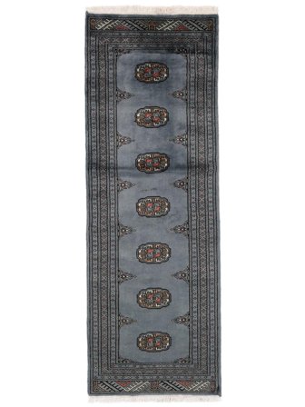 Håndknyttet Pakistan Bokhara 2Ply Teppe 63X180 Svart/Mørk Grå