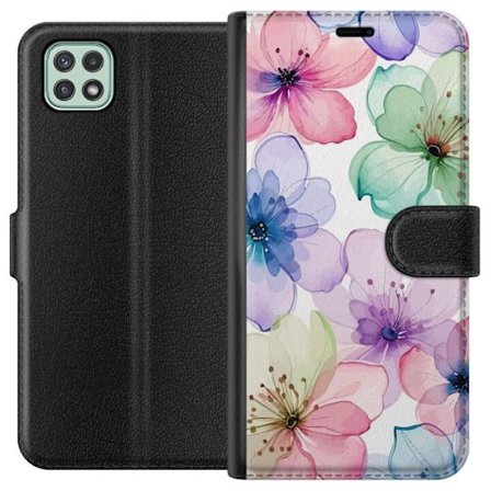 Kompatibelt Lommeboketui til Samsung Galaxy A22 5G Akvarellblomster i myke pastellfarger