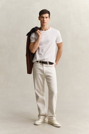 GANT Herren Ecrufarbene Straight Fit Jeans (32/32) Beige